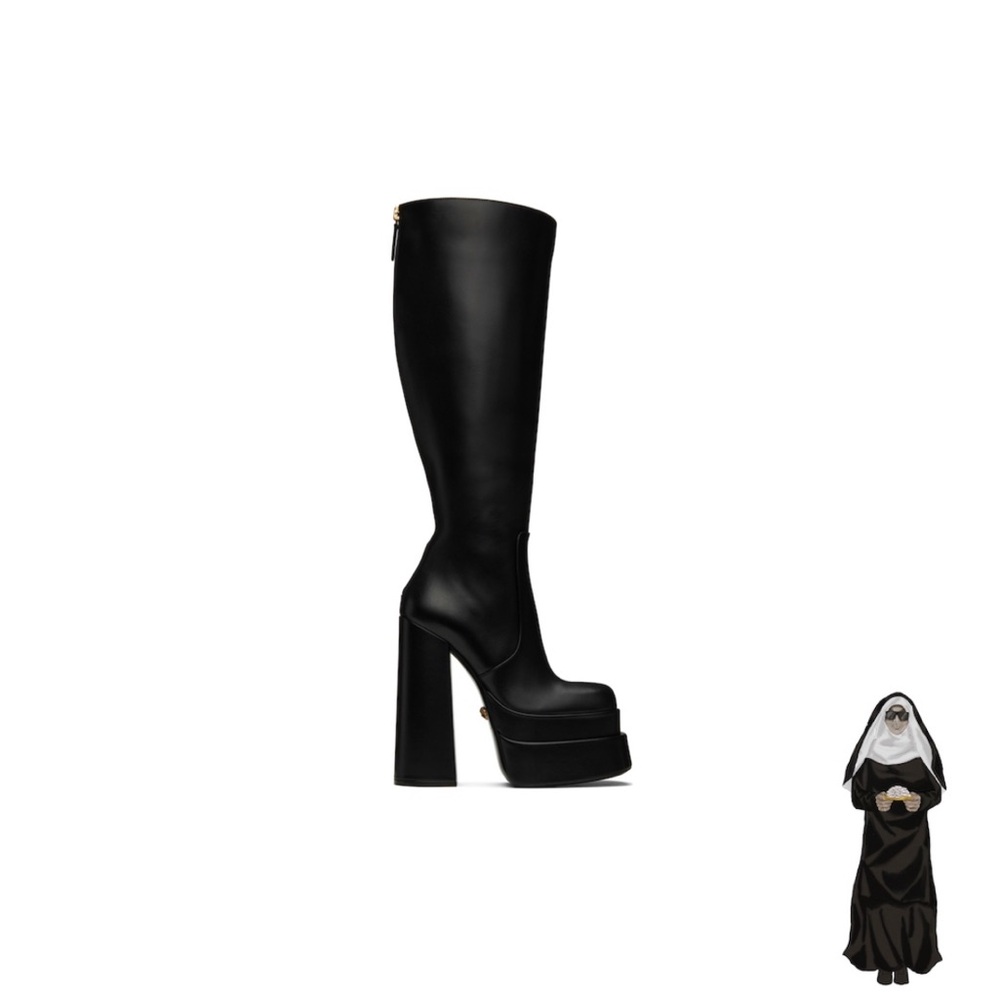 Black Platform Tall Boots